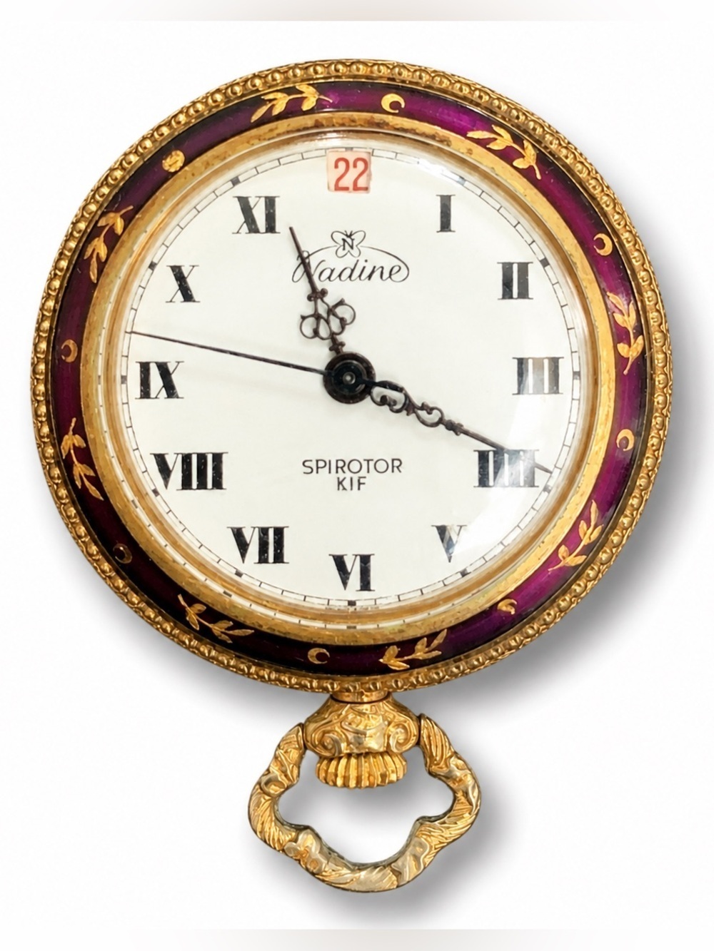 Nadine Spirotor KIF || Rare Vintage Purple Gold Swiss Pocket Watch Pendant Works